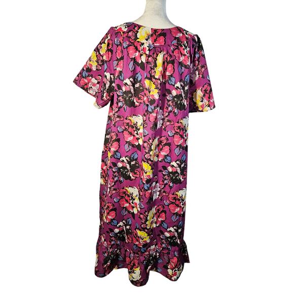 Anthony Richards Purple Floral Mumu Dress Size‎ XL New Lightweight Short Sleeve - Picture 2 of 11